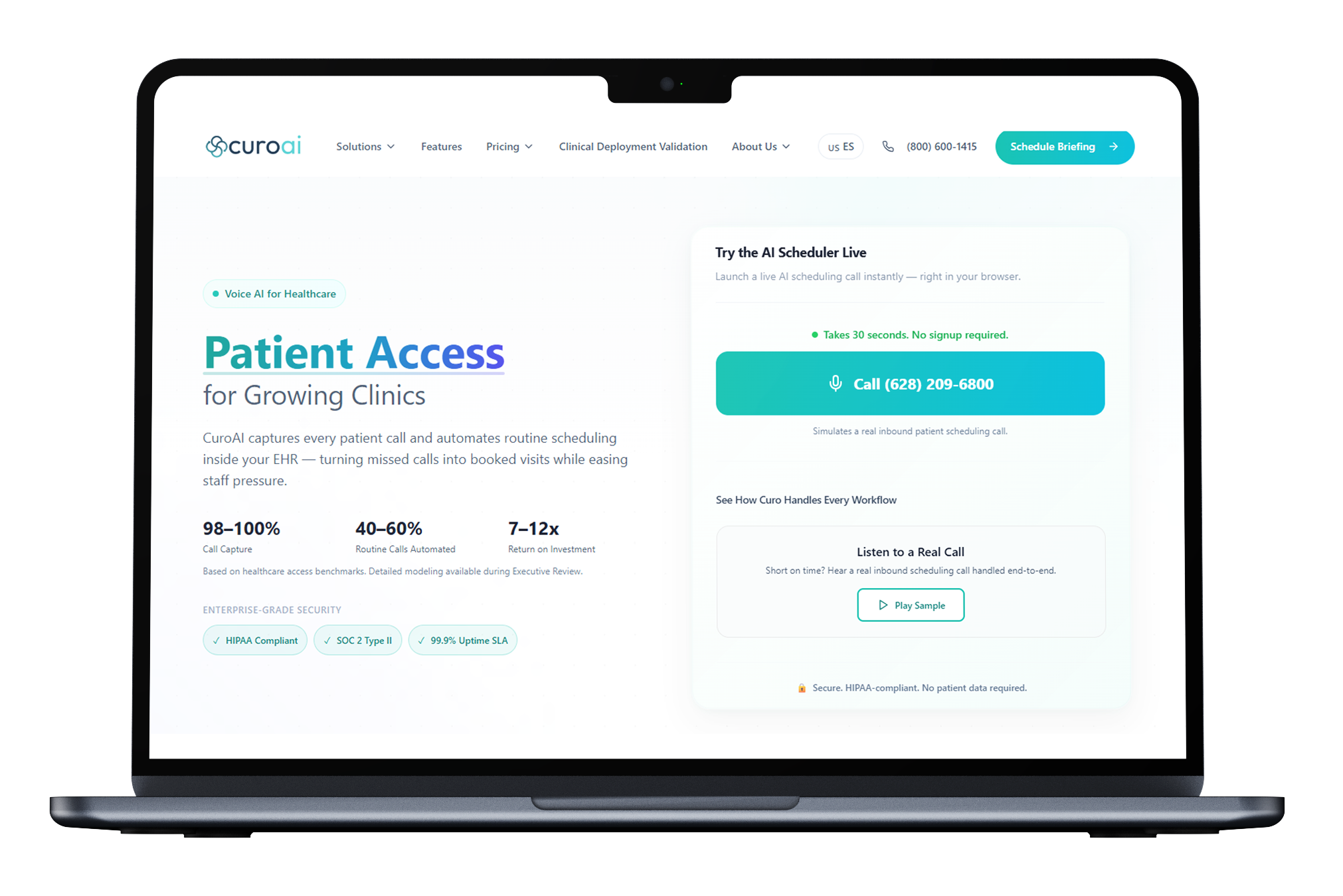 Healthcare AI Receptionist & Call Automation Built for Patient Connect / CuroAI