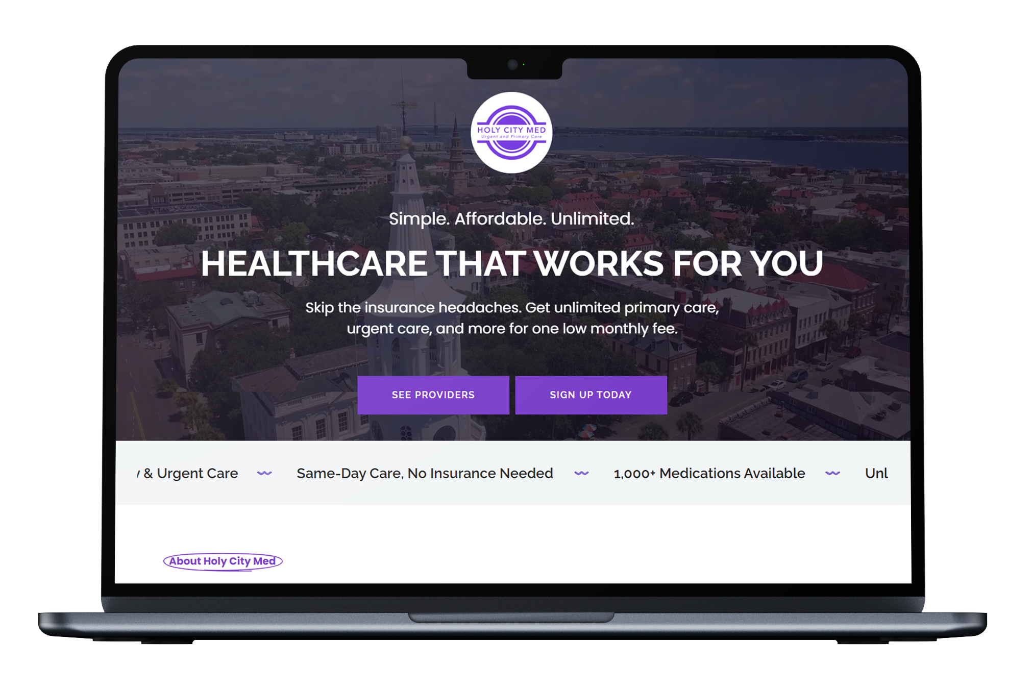 Holy City Med Landing Page Built to Drive Membership Signups for Modern Healthcare Services