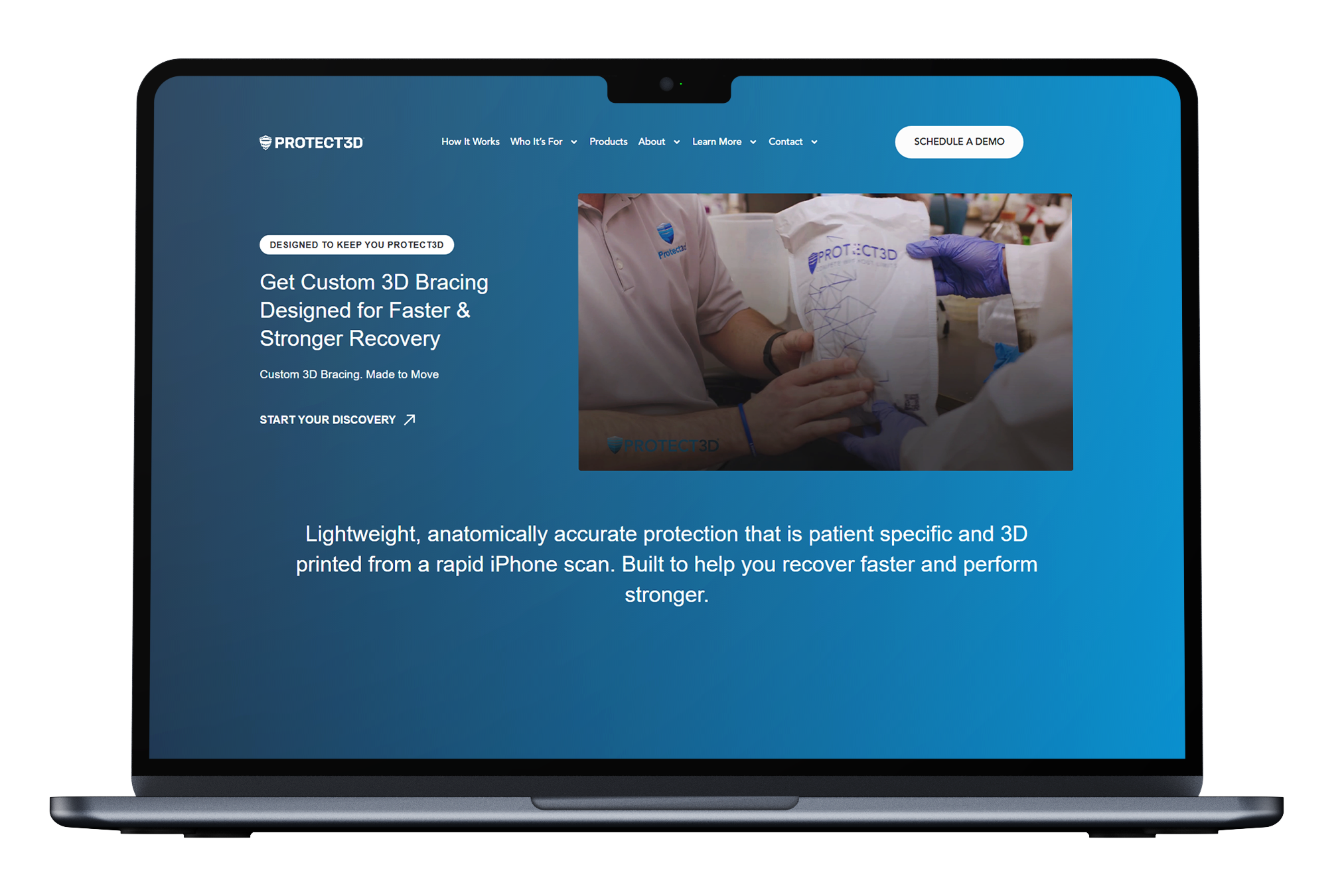 Protect3D Health-Tech Website Redesigned to Communicate Complex Innovation and Drive Demo Bookings