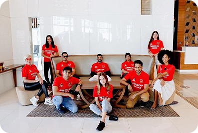 Software Pro team in red shirts