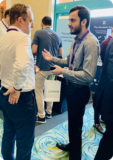 Networking at tech conference